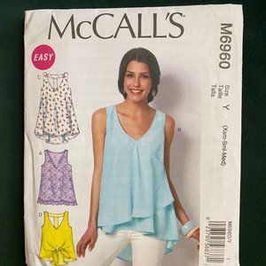 NEW McCall's Easy T-Back Top Sewing Pattern - M6960